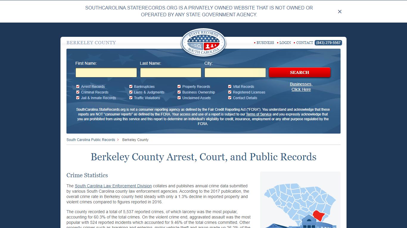 Berkeley County Arrest, Court, and Public Records