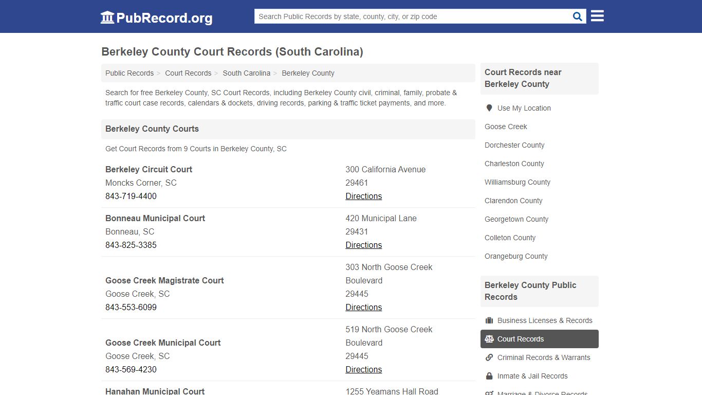 Berkeley County Court Records (South Carolina)